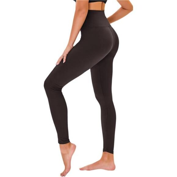 High Waisted Leggings for Women, Brown - Picture 1 of 5